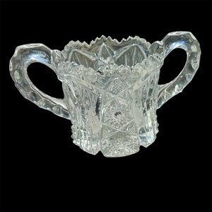 Antique Imperial Glass-Ohio Nucut #212 Clear Cut Glass Open Sugar Bowl